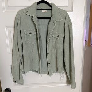 POL Sage Green Corduroy Jean Jacket